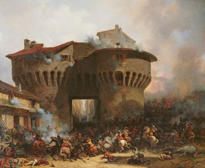 Kamp ved Porte Pannessac i 1562, ca. 1833 af Julien Michel Gue