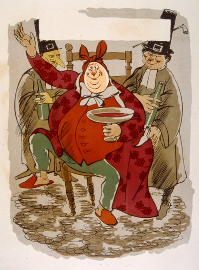 Humoristisk vinillustration 1946.Illustration af Julien Pavil af Julien Pavil