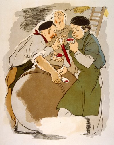 Humoristisk vinillustration 1946.Illustration af Julien Pavil af Julien Pavil