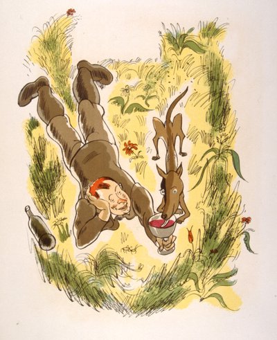 Humoristisk vinillustration 1946.Illustration af Julien Pavil af Julien Pavil