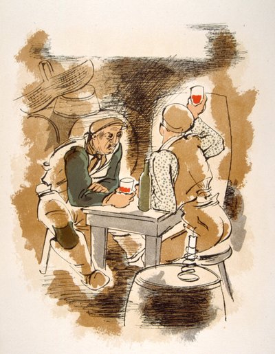 Humoristisk vinillustration 1946.Illustration af Julien Pavil af Julien Pavil