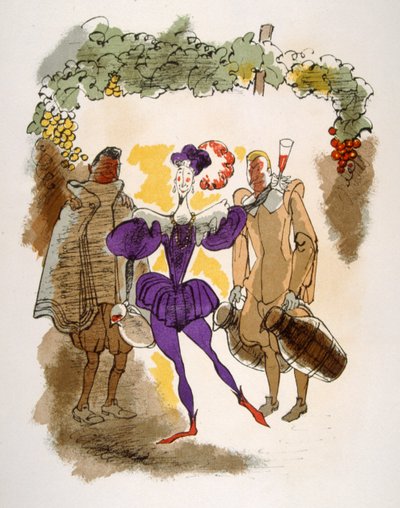 Humoristisk vinillustration 1946.Illustration af Julien Pavil af Julien Pavil