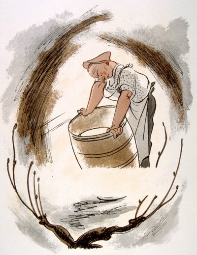 Humoristisk vinillustration 1946.Illustration af Julien Pavil af Julien Pavil