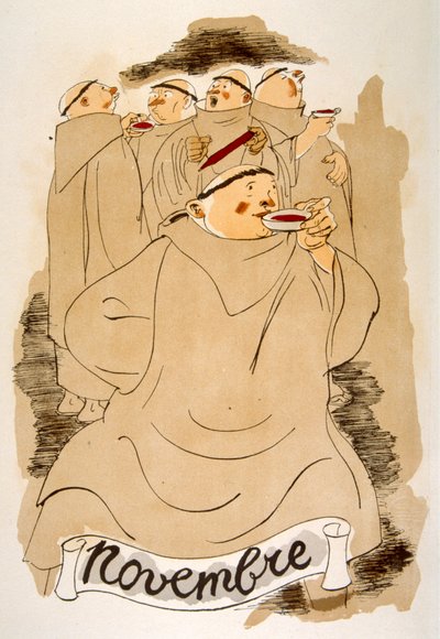 Humoristisk vinillustration 1946.Illustration af Julien Pavil af Julien Pavil
