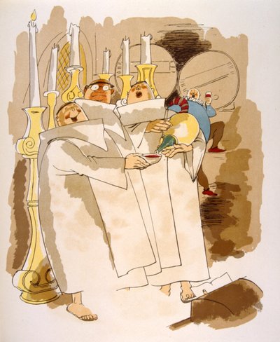 Humoristisk vinillustration 1946.Illustration af Julien Pavil af Julien Pavil