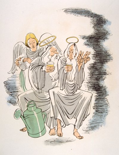 Humoristisk vinillustration 1946.Illustration af Julien Pavil af Julien Pavil