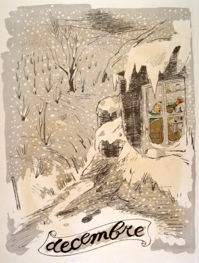 Humoristisk vinillustration 1946.Illustration af Julien Pavil af Julien Pavil