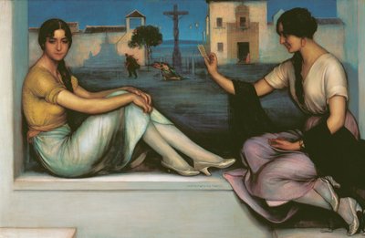 Fortune-telling - Romero de Torres, Julio (1874-1930) - 1922 - Olie på lærred - 106x163 - Museo Carmen Thyssen, Malaga af Julio Romero de Torres