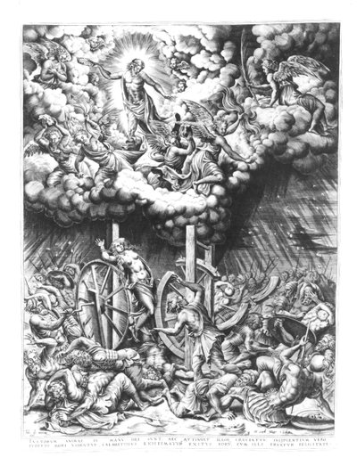 Himmel og helvede, graveret af Hieronymus Cock (ca. 1510-70) 1565 (gravering) af Julio de Mantua