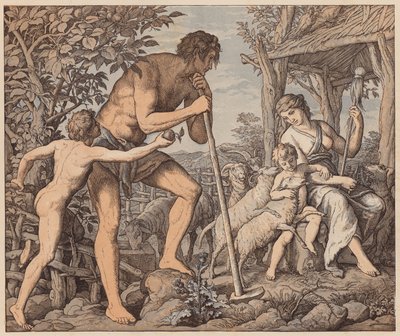 Adam og Eva efter syndefaldet, Første Mosebog, III af Julius (after) Schnorr von Carolsfeld