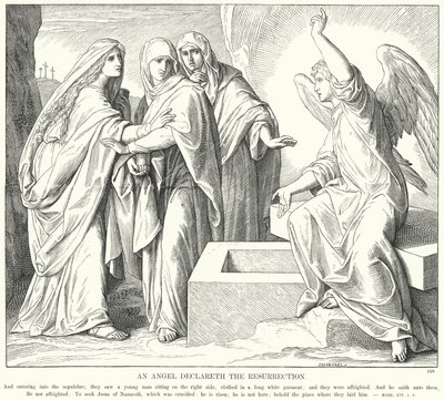 En engel erklærer opstandelsen (gravering) af Julius (after) Schnorr von Carolsfeld