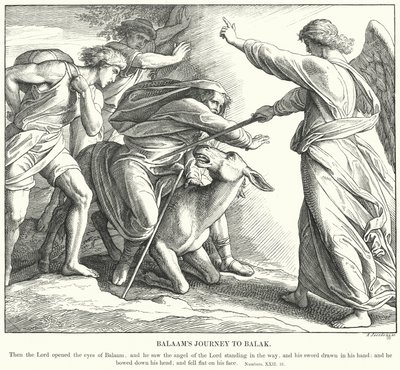 Balaams rejse til Balak (gravering) af Julius (after) Schnorr von Carolsfeld