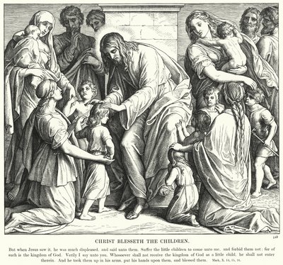 Kristus velsigner børnene (gravering) af Julius (after) Schnorr von Carolsfeld