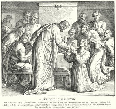 Kristus spiser påsken (gravering) af Julius (after) Schnorr von Carolsfeld