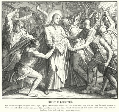 Kristus er forrådt (gravering) af Julius (after) Schnorr von Carolsfeld