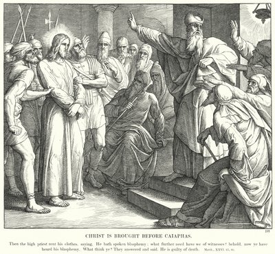 Kristus er bragt foran Kajfas (gravering) af Julius (after) Schnorr von Carolsfeld