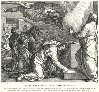 Davids ulydighed ved at nummerere folket (gravering) af Julius (after) Schnorr von Carolsfeld