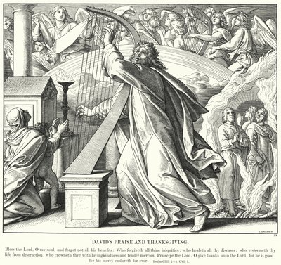 Davids lovprisning og taksigelse (gravering) af Julius (after) Schnorr von Carolsfeld