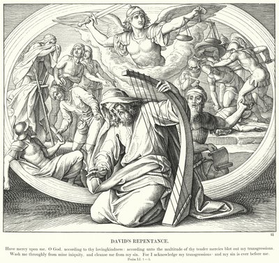 Davids omvendelse (gravering) af Julius (after) Schnorr von Carolsfeld