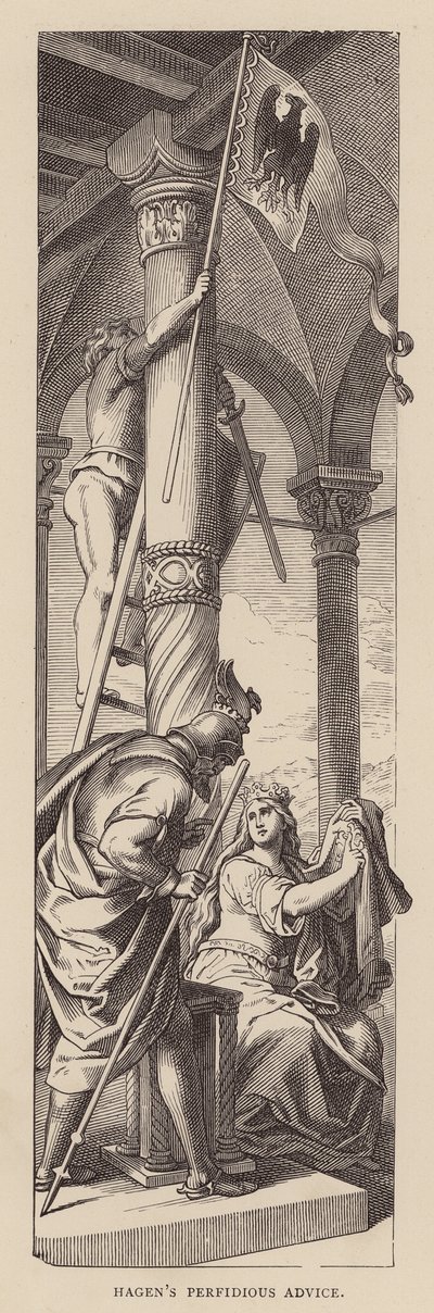 Hagens perfide råd (kobberstik) af Julius (after) Schnorr von Carolsfeld