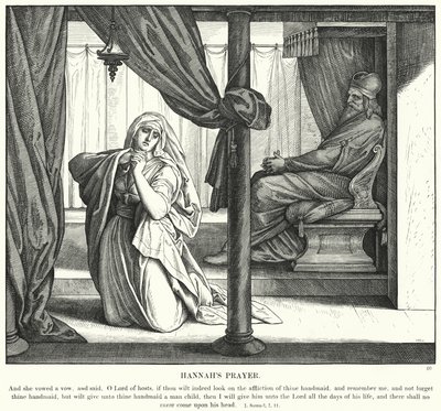 Hannahs bøn (gravering) af Julius (after) Schnorr von Carolsfeld