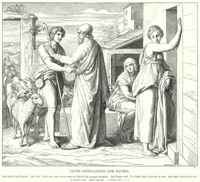 Jakobs pagt for Rachel (gravering) af Julius (after) Schnorr von Carolsfeld