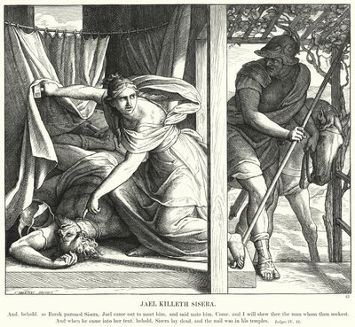 Jael Killeth Sisera (gravering) af Julius (after) Schnorr von Carolsfeld
