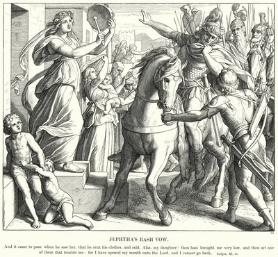 Jephthas udslætsløfte (gravering) af Julius (after) Schnorr von Carolsfeld