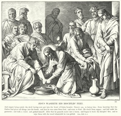 Jesus vasker sine disciples fødder (gravering) af Julius (after) Schnorr von Carolsfeld