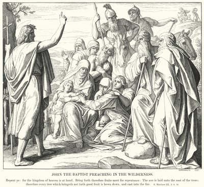 Johannes Døberen prædiker i ørkenen (gravering) af Julius (after) Schnorr von Carolsfeld