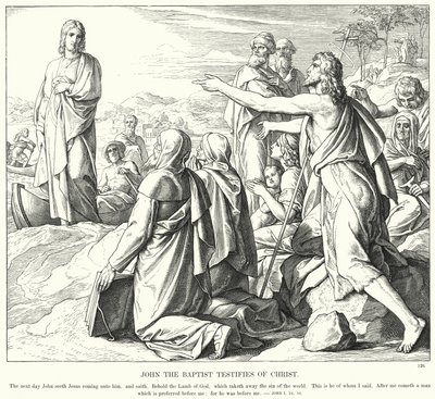 Johannes Døberen vidner om Kristus (gravering) af Julius (after) Schnorr von Carolsfeld