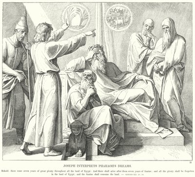 Josef fortolker Faraos drømme (gravering) af Julius (after) Schnorr von Carolsfeld
