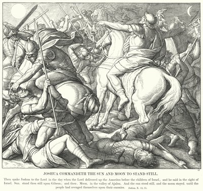 Joshua befaler solen og månen at stå stille (gravering) af Julius (after) Schnorr von Carolsfeld