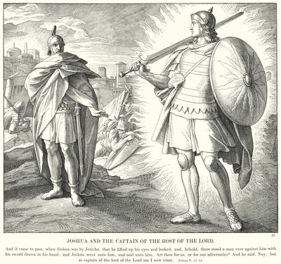 Joshua og høvdingen for Herrens Hær (gravering) af Julius (after) Schnorr von Carolsfeld