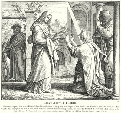 Marias besøg hos Elisabeth (gravering) af Julius (after) Schnorr von Carolsfeld