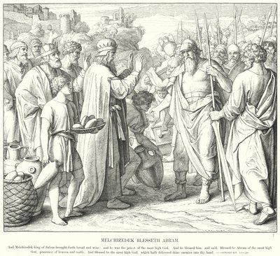 Melkisedek velsigner Abram (gravering) af Julius (after) Schnorr von Carolsfeld