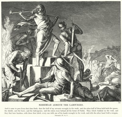 Arbejderne Nehemiah Armeth (gravering) af Julius (after) Schnorr von Carolsfeld