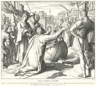 Pauls ankomst til Rom (gravering) af Julius (after) Schnorr von Carolsfeld