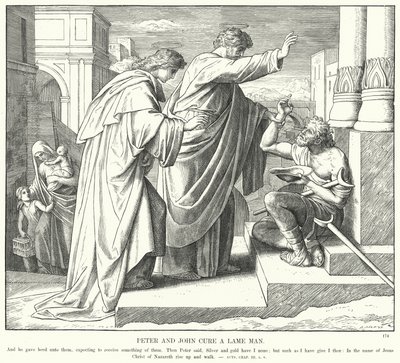Peter og John helbreder en halt mand (gravering) af Julius (after) Schnorr von Carolsfeld