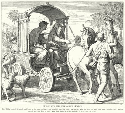 Filip og den etiopiske eunuk (gravering) af Julius (after) Schnorr von Carolsfeld