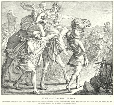 Rebekkas første syn af Isak (gravering) af Julius (after) Schnorr von Carolsfeld