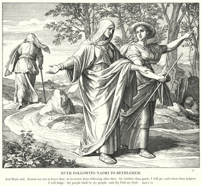 Ruth følger Naomi til Betlehem (gravering) af Julius (after) Schnorr von Carolsfeld