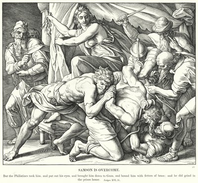 Samson er overvundet (gravering) af Julius (after) Schnorr von Carolsfeld