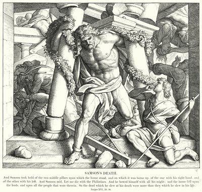 Samsons død (gravering) af Julius (after) Schnorr von Carolsfeld