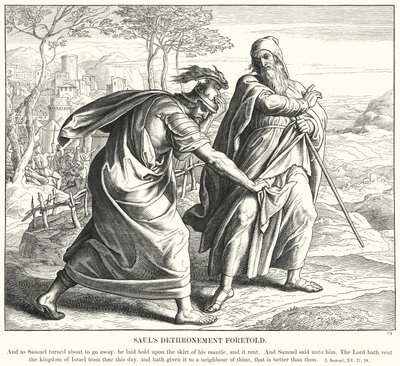 Sauls detronisering forudsagt (gravering) af Julius (after) Schnorr von Carolsfeld