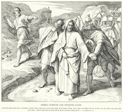 Shimei Curseth og Stoneth David (gravering) af Julius (after) Schnorr von Carolsfeld