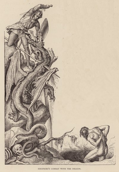 Siegfrieds kamp med dragen (kobberstik) af Julius (after) Schnorr von Carolsfeld