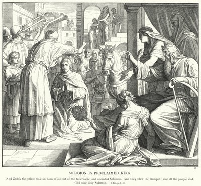 Salomon er udråbt til konge (gravering) af Julius (after) Schnorr von Carolsfeld