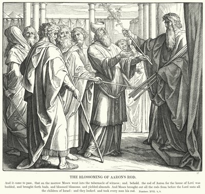 The Blossoming of Aarons Rod (gravering) af Julius (after) Schnorr von Carolsfeld