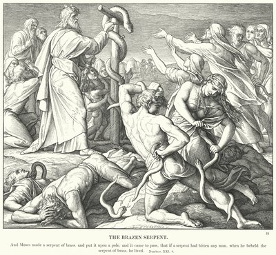 The Brazen Serpent (gravering) af Julius (after) Schnorr von Carolsfeld